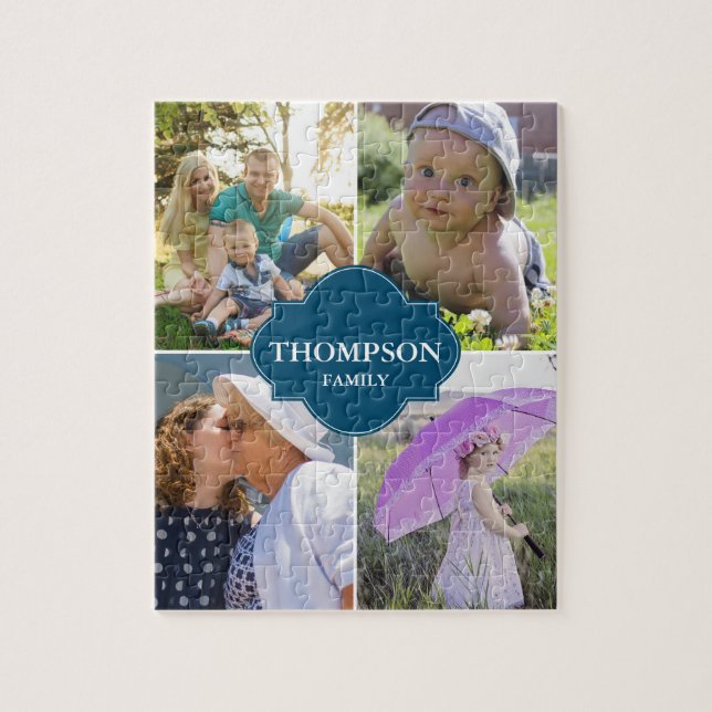 Quebra-cabeça Nome da família de imagens da família azul (Vertical)