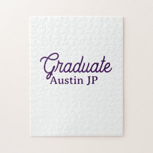 Quebra-cabeça nome de graduação roxo simples minimalista elegant