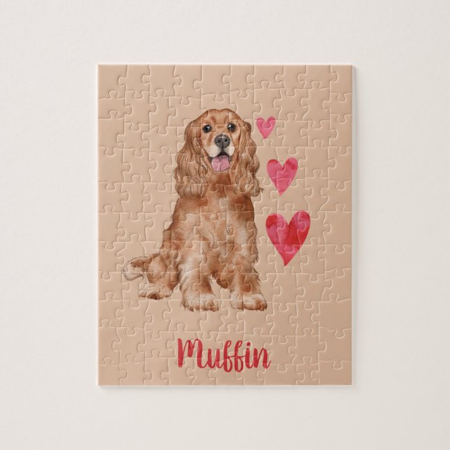 Quebra-cabeça Nome de Pet Personalizável do Cocker Spaniel (Vertical)