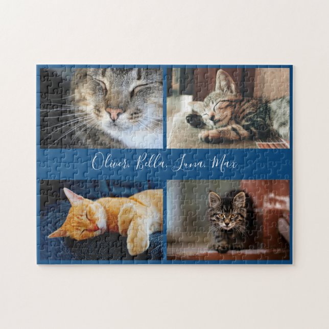 Quebra-cabeça Nome de Script Personalizado de Colagem de Fotos M (Horizontal)