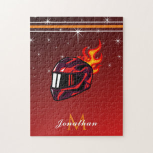 Quebra-cabeça Nome do Capacete Vermelho da Corrida e Monograma S