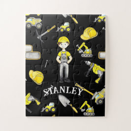 Quebra-cabeça Nome do Despejo do Caminhão de Construção Amarelo-