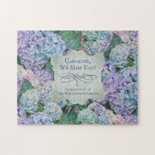 Quebra-cabeça Nome do Monograma Azul Floral Hydrangea