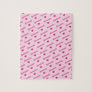 Quebra-cabeça Nome e Corações de Repetição Girly Pink