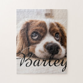Quebra-cabeça Nome e Foto Simples Moderno Elegante Chic do Pet