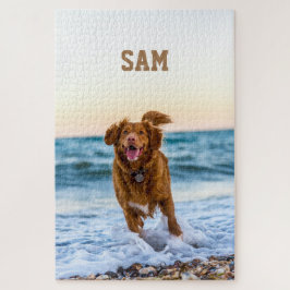 Quebra-cabeça Nome e Fotografia de Cachorro Personalizado