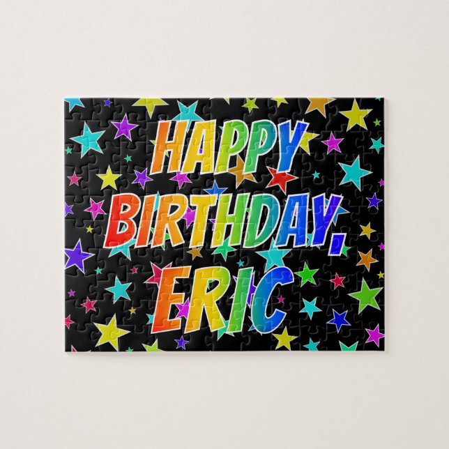 Quebra-cabeça Nome "ERIC", Diversão "FELIZ ANIVERSÁRIO" (Horizontal)