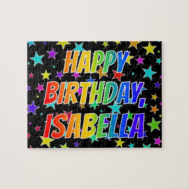 Quebra-cabeça Nome "ISABELLA", "FELIZ ANIVERSÁRIO" (Horizontal)