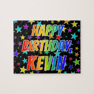 Quebra-cabeça Nome "KEVIN", Diversão "FELIZ ANIVERSÁRIO"