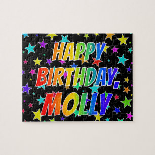 Quebra-cabeça Nome "MOLLY", Diversão "FELIZ ANIVERSÁRIO"