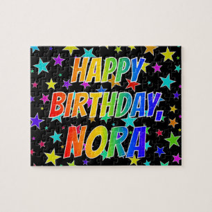 Quebra-cabeça Nome "NORA", Diversão "FELIZ ANIVERSÁRIO"