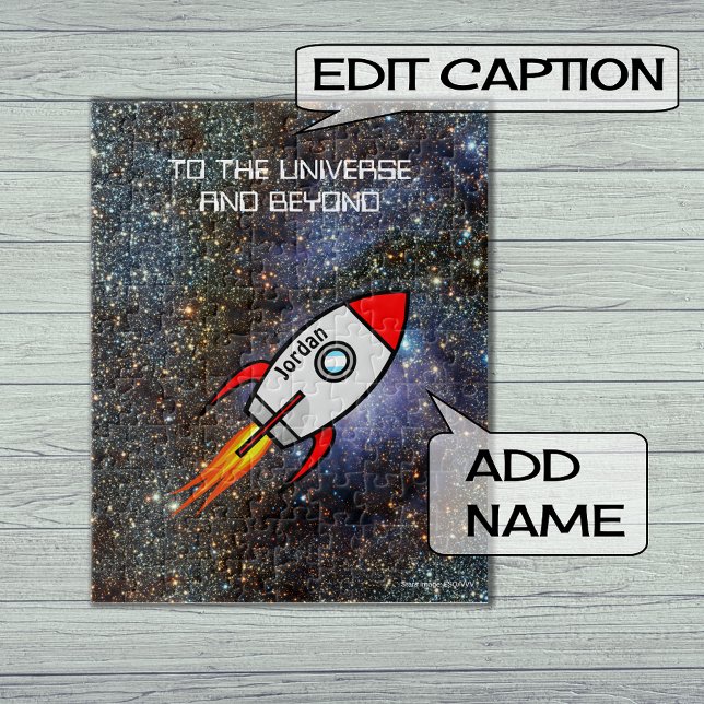 Quebra-cabeça Nome personalizado astronômico e foguete de texto (Criador carregado)