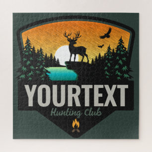 Quebra-cabeça NOME Personalizado Caça Selvagem de Elk Sunset