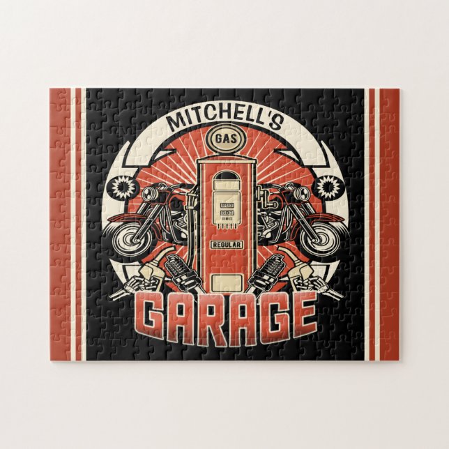 Quebra-cabeça Nome Personalizado Colagem de Bomba de Gás Retrosp (Horizontal)