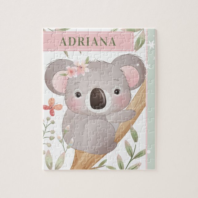 Quebra-cabeça Nome personalizado da garota bonita Koala Bear ros (Vertical)