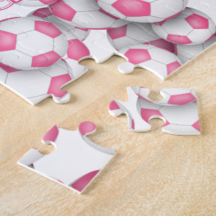 Quebra-cabeça nome personalizado de futebol rosa para raparigas