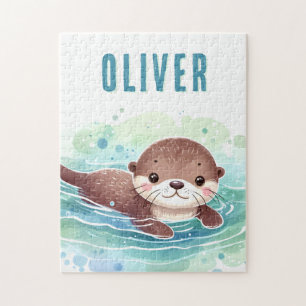 Quebra-cabeça Nome Personalizado de Ilustração de Porta de Cute