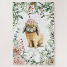 Nome Personalizado do Coelho Floral de Coelho de W