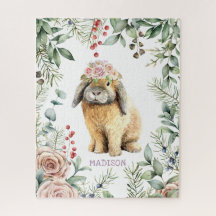Nome Personalizado do Coelho Floral de Coelho de W