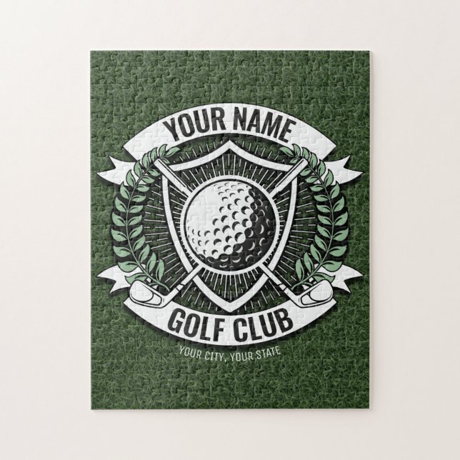 Quebra-cabeça Nome Personalizado Golfer Golf Club Turf Clubhouse (Vertical)