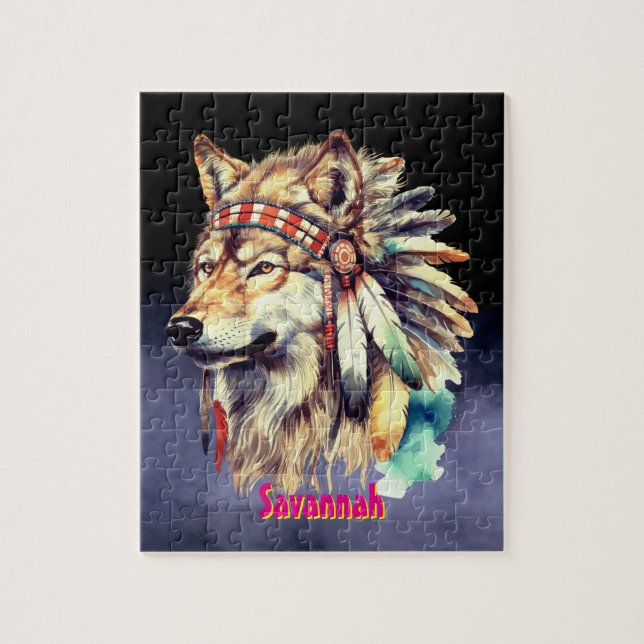 Quebra-cabeça Nome personalizado Lobo  (Vertical)