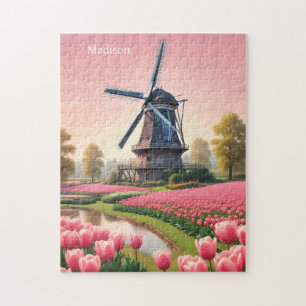 Quebra-cabeça Nome Personalizado Países Baixos Windmills