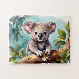 Quebra-cabeça Nome Personalizado Pequeno Koala Bear Watercolor