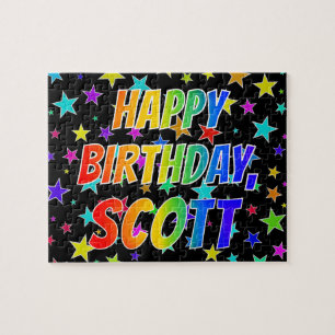 Quebra-cabeça Nome "SCOTT", "FELIZ ANIVERSÁRIO"