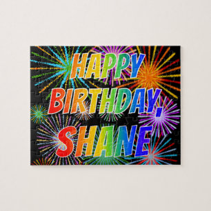 Quebra-cabeça Nome "SHANE", Diversão "FELIZ ANIVERSÁRIO"