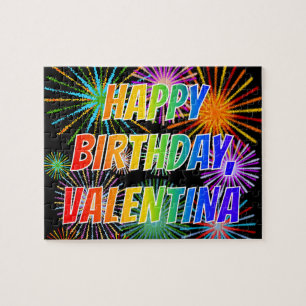 Quebra-cabeça Nome "VALENTINA", Diversão "FELIZ ANIVERSÁRIO"