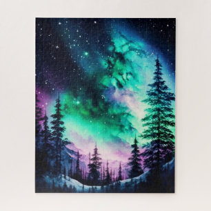 Quebra-cabeça Norte Celestial Aurora Borealis Acende Vívido