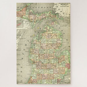 Quebra-cabeça Norther colorido do estado do mapa antigo de