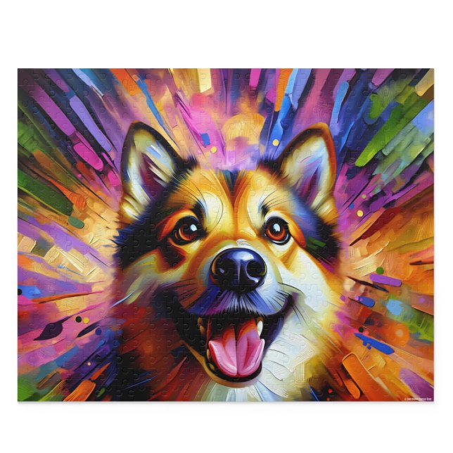 Quebra-cabeça Norwegian Buhund: Wheaten Buhund Estilo de Arte Ac (Wheaten Norwegian Buhund Portrait Acrylic Art Style)
