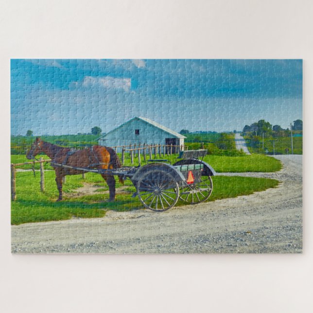 Quebra-cabeça Nós amamos Carruagens Amish em Iowa. (Horizontal)