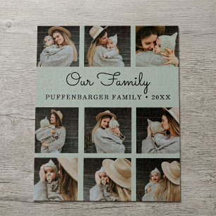 Quebra-cabeça Nossa Família Elegante Letra Preta Foto de Família