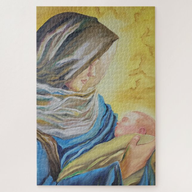 Quebra-cabeça Nossa Senhora do Silêncio segurando Jesus bebê (Vertical)