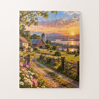 Quebra-cabeça Nostalgic Countryside Sunset Jigsaw Puzzle