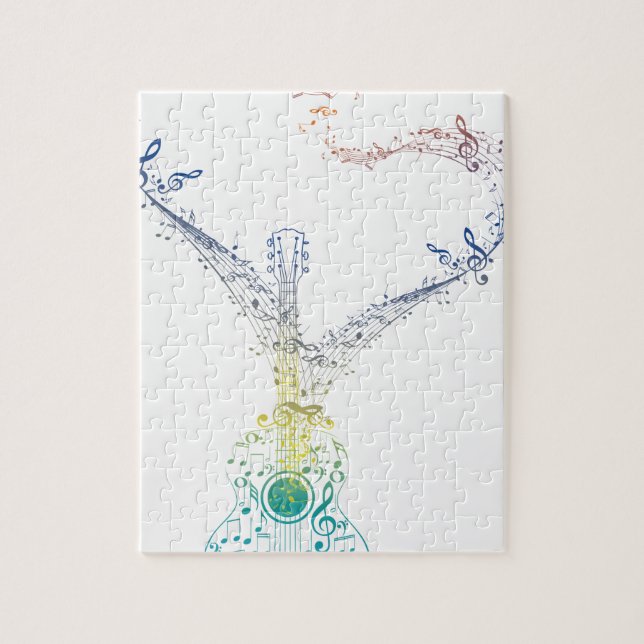 Quebra-cabeça Notas 8 da guitarra e da música (Vertical)