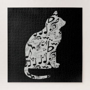 Quebra-cabeça Notas de Música Sobre Cat Lover - Músico Minimalis