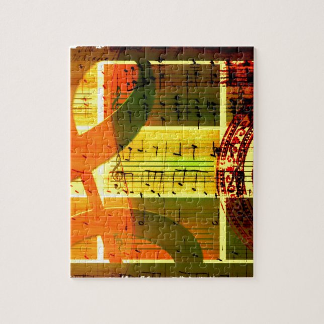 Quebra-cabeça Notas e guitarra da música (Vertical)