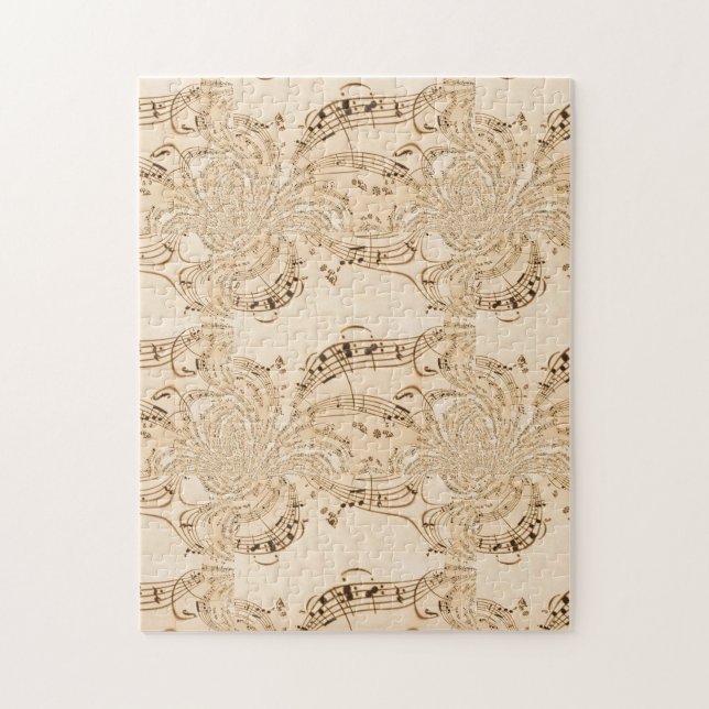 Quebra-cabeça Notas Musicais Rústicas Antigas (Vertical)