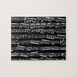Quebra-cabeça Notas preto e branco da música