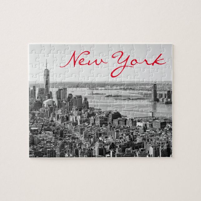 Quebra-cabeça Nova Iorque branco preto Manhattan (Horizontal)