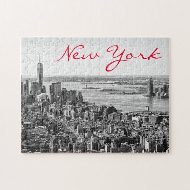 Quebra-cabeça Nova Iorque branco preto Manhattan (Horizontal)