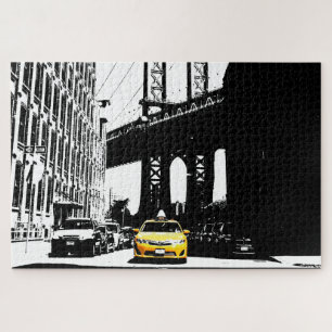 Quebra-cabeça Nova Iorque da Ponte do Brooklyn de Táxi Amarelo