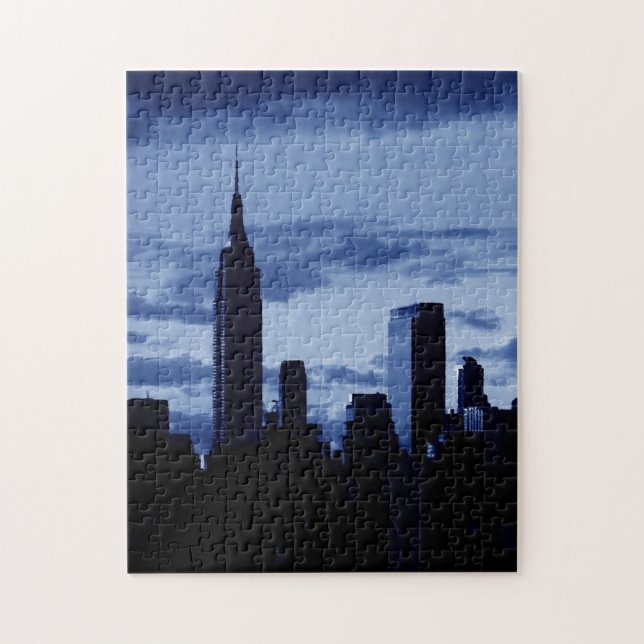 Quebra-cabeça Nova Iorque Manhattan Skyscrappers Blue Night (Vertical)