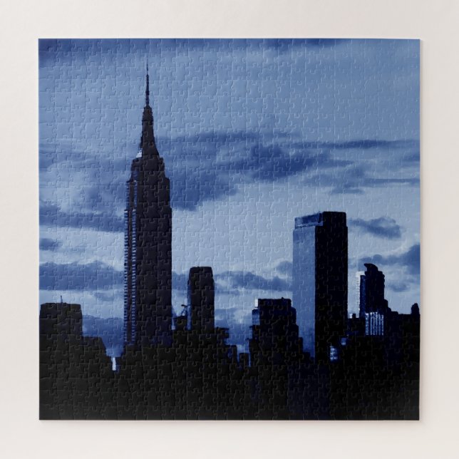 Quebra-cabeça Nova Iorque Manhattan Skyscrappers Blue Night (Vertical)
