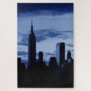 Quebra-cabeça Nova Iorque Manhattan Skyscrappers Blue Night