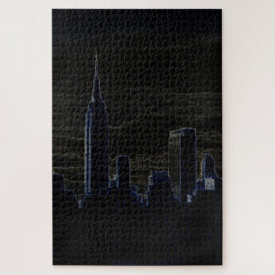 Quebra-cabeça Nova Iorque Manhattan Skyscrappers Dark Night