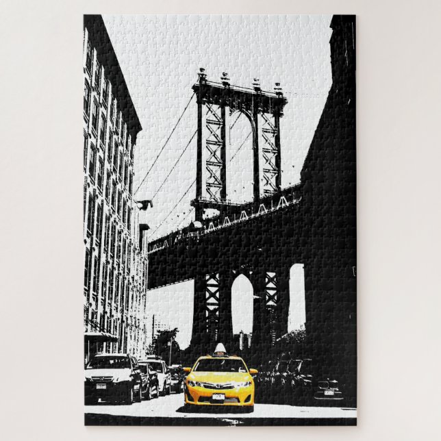Quebra-cabeça Nova Iorque Nyc Yellow Taxi do Brooklyn Bridge (Vertical)